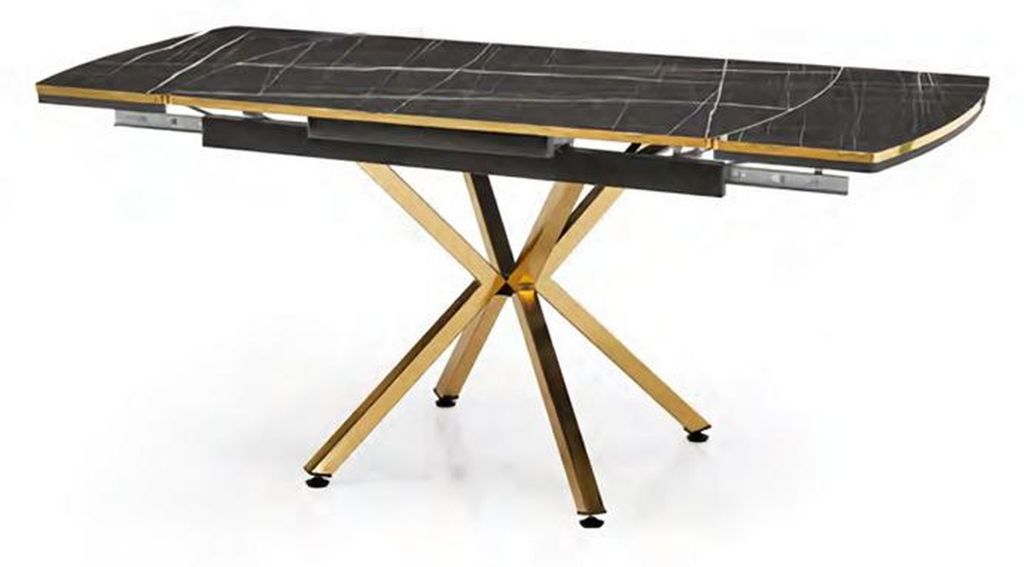 Esstisch Tisch 120x80 Schwarz Gold Esstische Esszimmer Metall Marmor Optik