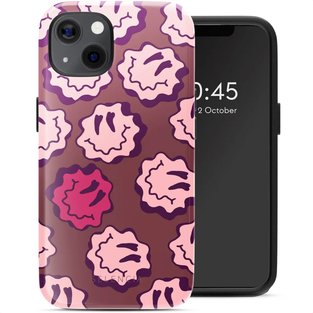 Selencia Vivid Cover posteriore con MagSafe iPhone 13 - Wavy Smiley Pink