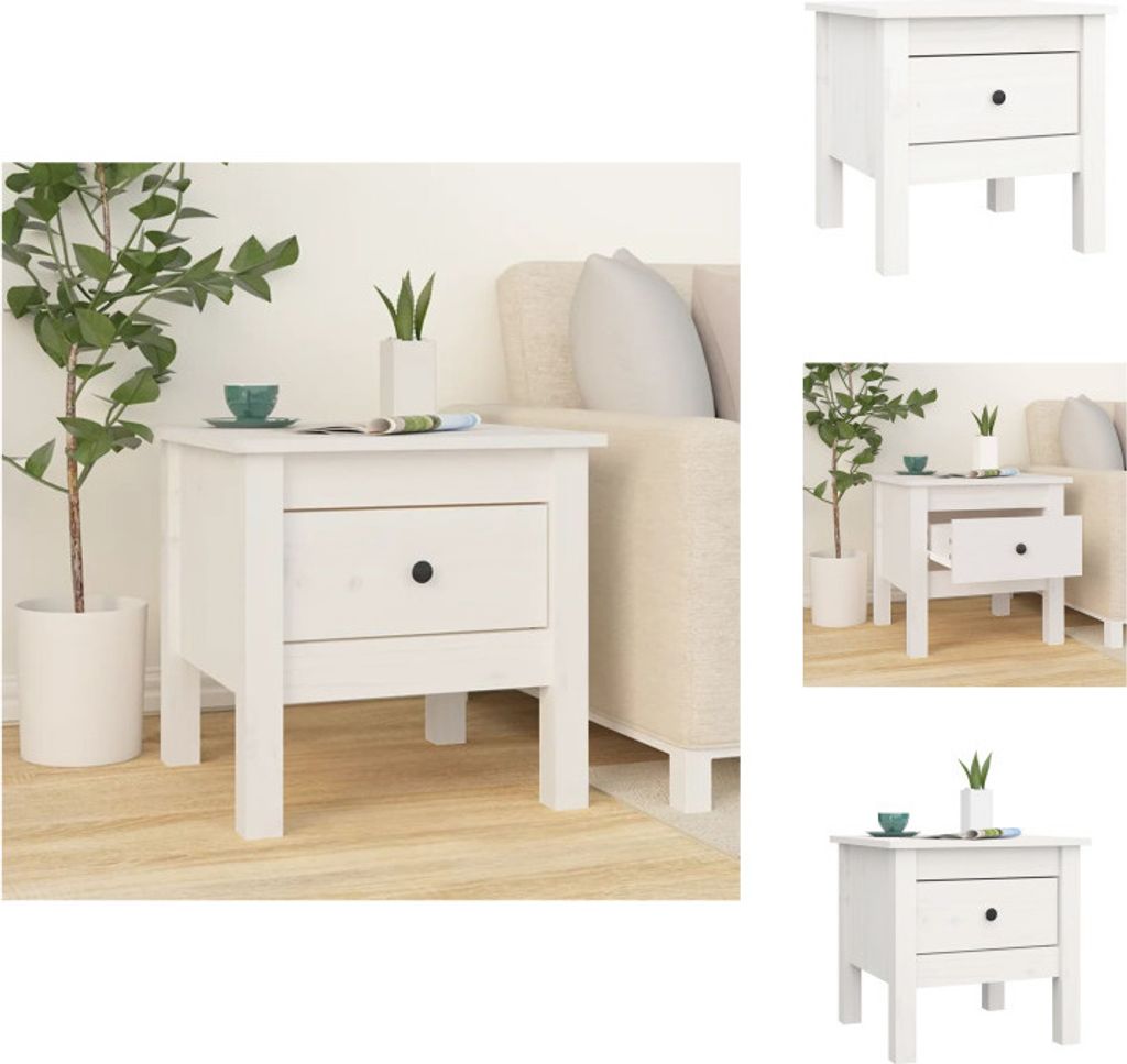 vidaXL Beistelltisch Weiß 40x40x39 cm Massivholz Kiefer - Beistelltische