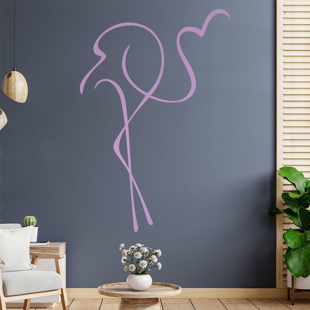 Flamingo Linien Wandtattoo in 6 Größen - Wandaufkleber Wall Sticker - Dekoration, Küche, Wohnzimmer, Schlafzimmer, Badezimmer