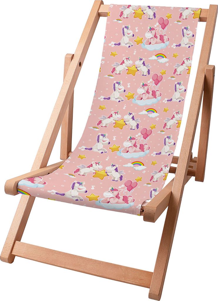 Dreamroots Kinder Liegestuhl klappbar Holz,bis zu 130 kg, Sonnenliege klappbar mit 3-stufiger Neigungsregulierung der Rückenlehne, Have Fun