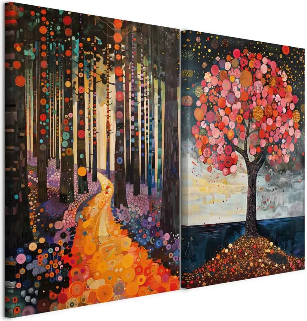 WunM Studio Fatto a Mano Astratto Tramonto Pittura ad Olio su Tela Moderna Paesaggio Arte murale Quadro Dipinto a Mano per Il Regalo di Decorazione del Soggiorno, Rosso, 60×60 cm (24×24 Pollici
