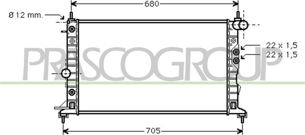 PRASCO OP052R003 Kühler Wasserkühler Motorkühler für OPEL VECTRA B (36) VECTRA B Caravan (31) VECTRA B CC (38) für VAUXHALL Vectra (B) CC (J96)