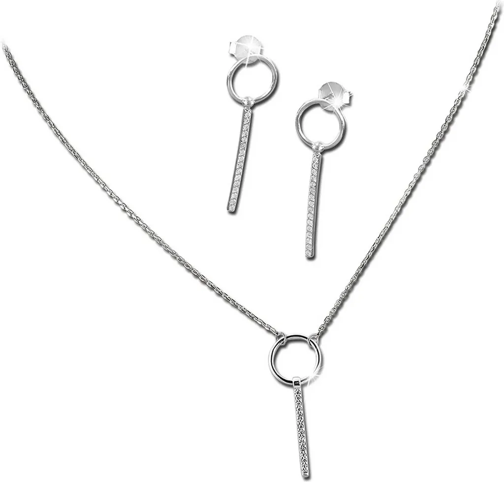 SilberDream Set D2GSS401W Collier Pendentif Boucles Argent et Zirconium