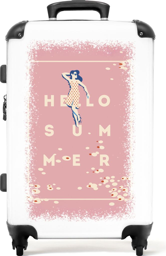 NoBoringSuitcases.com Großer Koffer - Vintage - Rosa - Sommer - Frau - Sprichwörter - Kombinationsschloss TSA - Hartschalen Trolley 4 Rollen - ...
