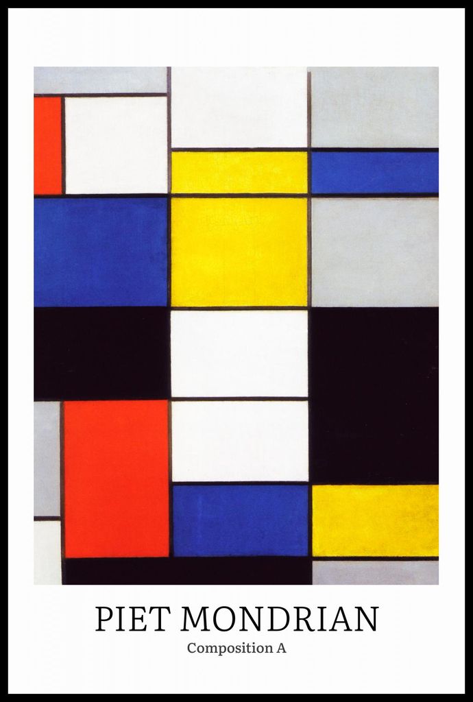 Plakat 61x91,5cm Design Komposition 2, Mondrian Vintage für das Wohnzimmer