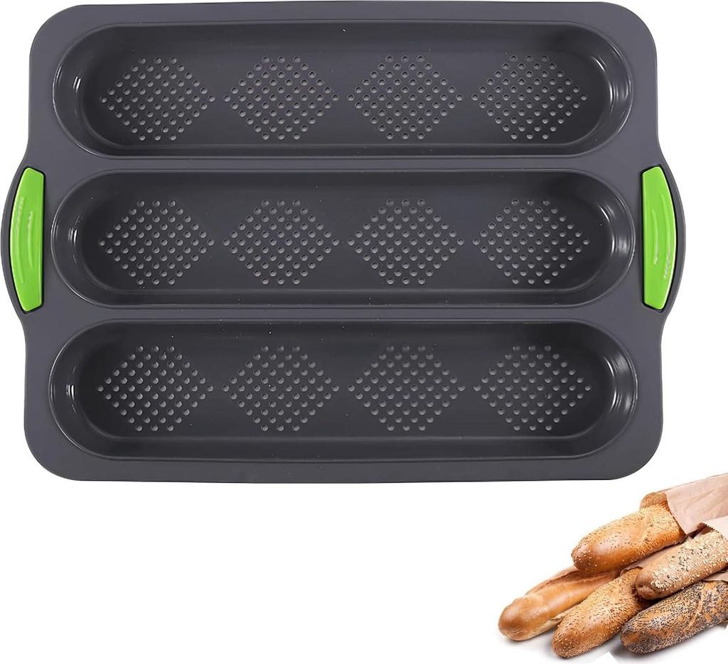 Silikon-Baguetteform - Antihaftbeschichtung - 1 Stück - 34,5 x 24 cm