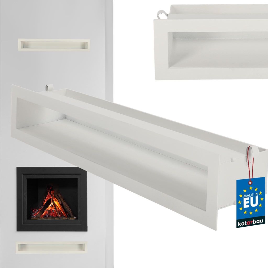 KOTARBAU Kamin Luftleiste 60 cm Lüftungsgitter Kamingitter Warmluftgitter Abluftgitter pulverbeschichteter Stahl Weiß