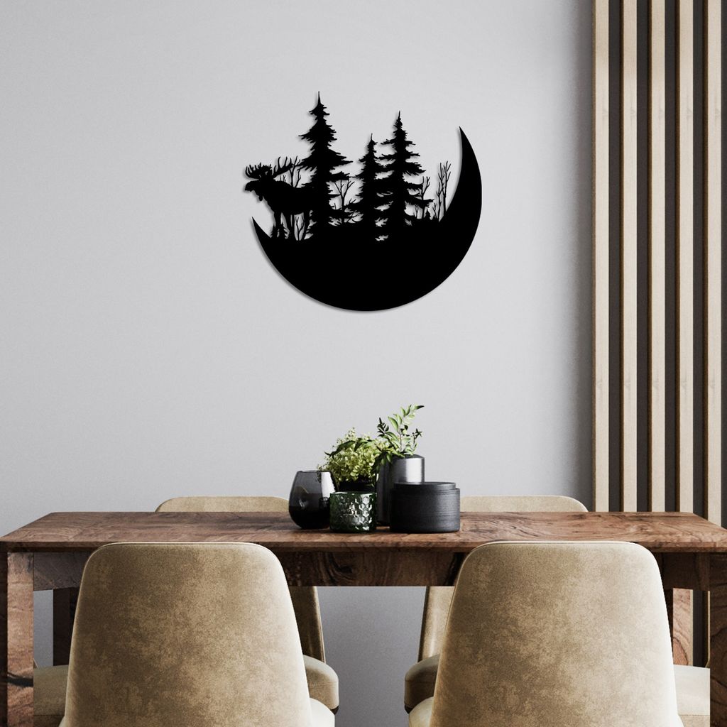 Wallity, The Wild Nature 2 - L, Dekoratives Wandaccessoire aus Metall, 100 % METALL, Schwarz, 70 x 65 cm