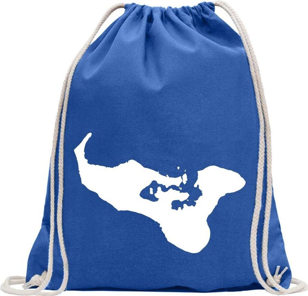 Kiwistar - Turnbeutel - royal - Tonga Umriss Kontur - Fun Rucksack Sport Beutel Gymsack Baumwolle mit Ziehgurt