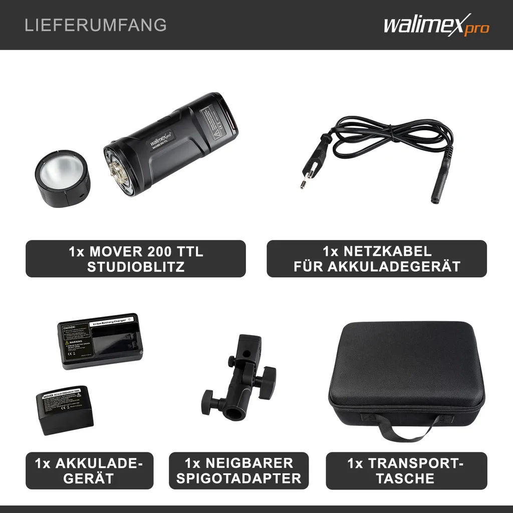 Éclairage extérieur professionnel Flash Walimex pro Mover 200 TTL 200Ws