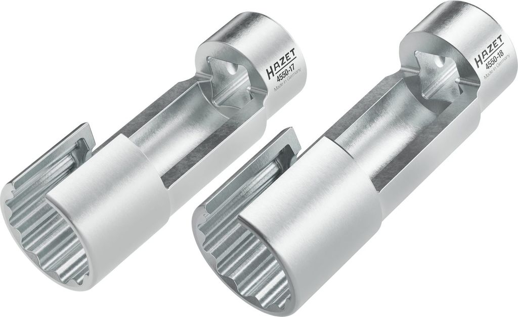 Hazet Einspritzleitungsschlüssel Satz 3/8 (10 mm) Vierkant hohl, Außen Doppelsechskant-Tractionsprofil, 2-tlg., 17, 18