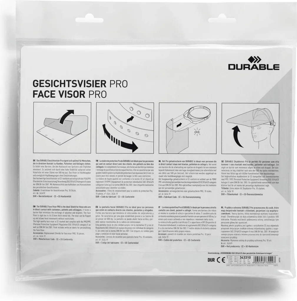 Visière de protection anti-buée DURABLE PRO 343310 - Solution Vision - 20