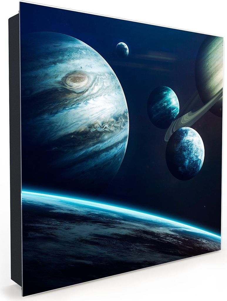 Nachbildung-Schlüsselkasten, Magnetpinnwand und Memoboard mit Glasfront Motiv Planeten des Sonnensystems