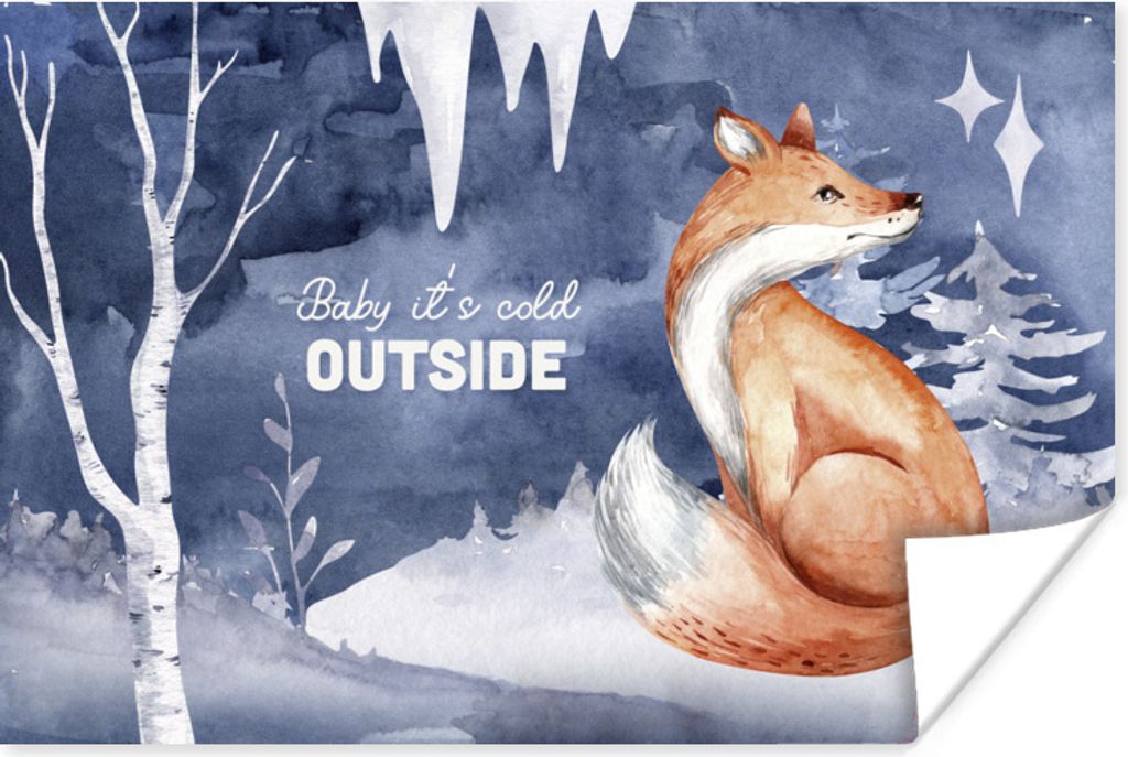 MuchoWow Poster Zitat - Winter - Fuchs 180x120 cm - Fotoplakat