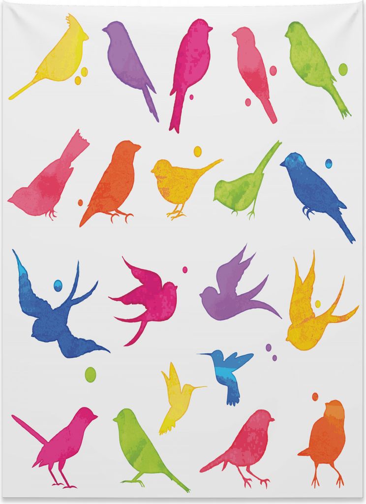 Abakuhaus Bunt Wandteppich, Fliegende Vögel Freunde aus Weiches Mikrofaser Stoff Kein Verblassen Klare Farben Waschbar, 110 x 150 cm, Mehrfarbig