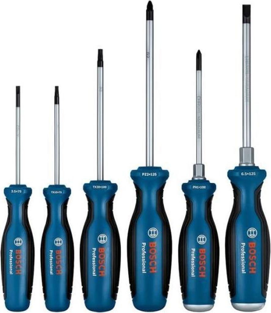 Schraubendreher Set, Bosch Professional, 6-teilig, Hochwertige Metallstangen, Softgrip, Ergonomische Form