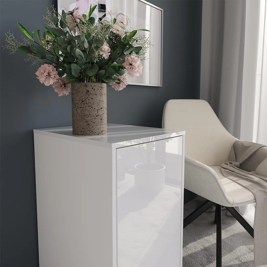 Commode 40x76cm Vicco Sherry Blanc avec couvercle de rangement intégré
