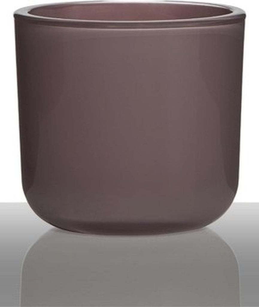 INNA-Glas Kerzenhalter Nick aus Glas, Altrosa, 13cm, Ø14cm - Kerzenglas