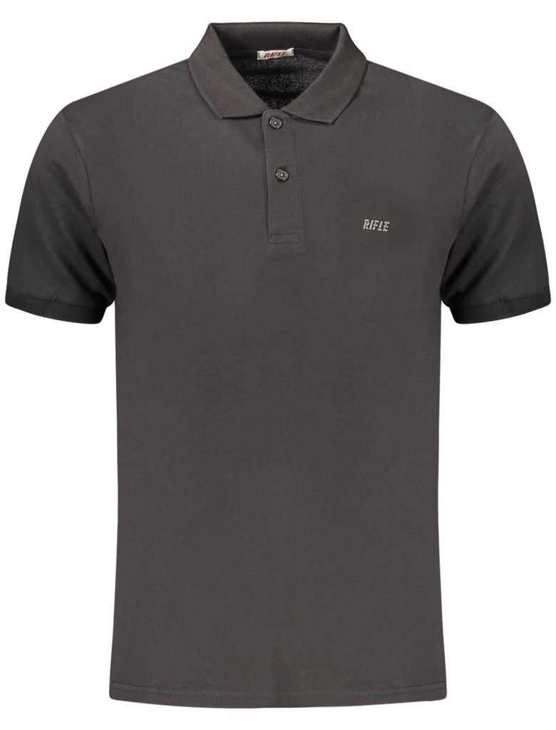 Stilvolles Kurzarm-Poloshirt für Herren in Schwarz mit Druck-Design