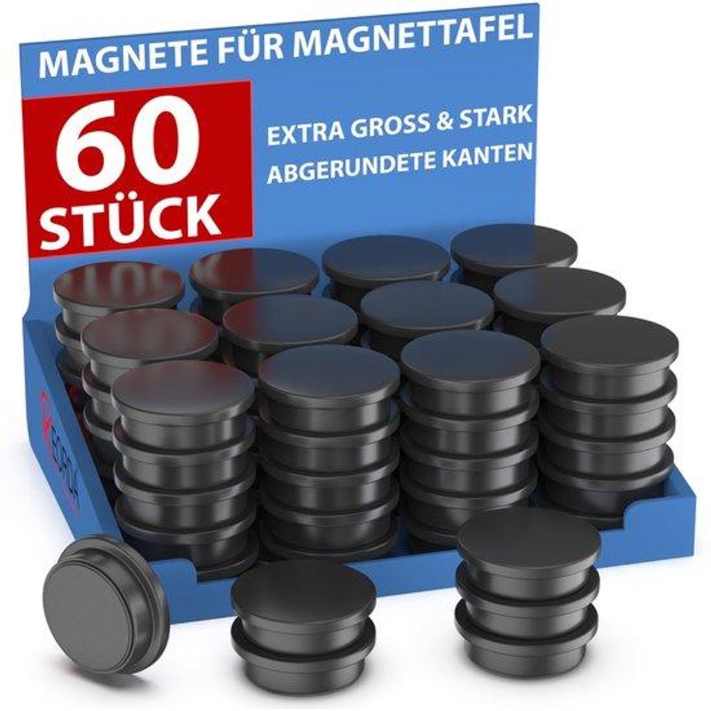 Starke Magnete für Whiteboards, Pinnwände, Kühlschränke, schwarz, 60 Stück