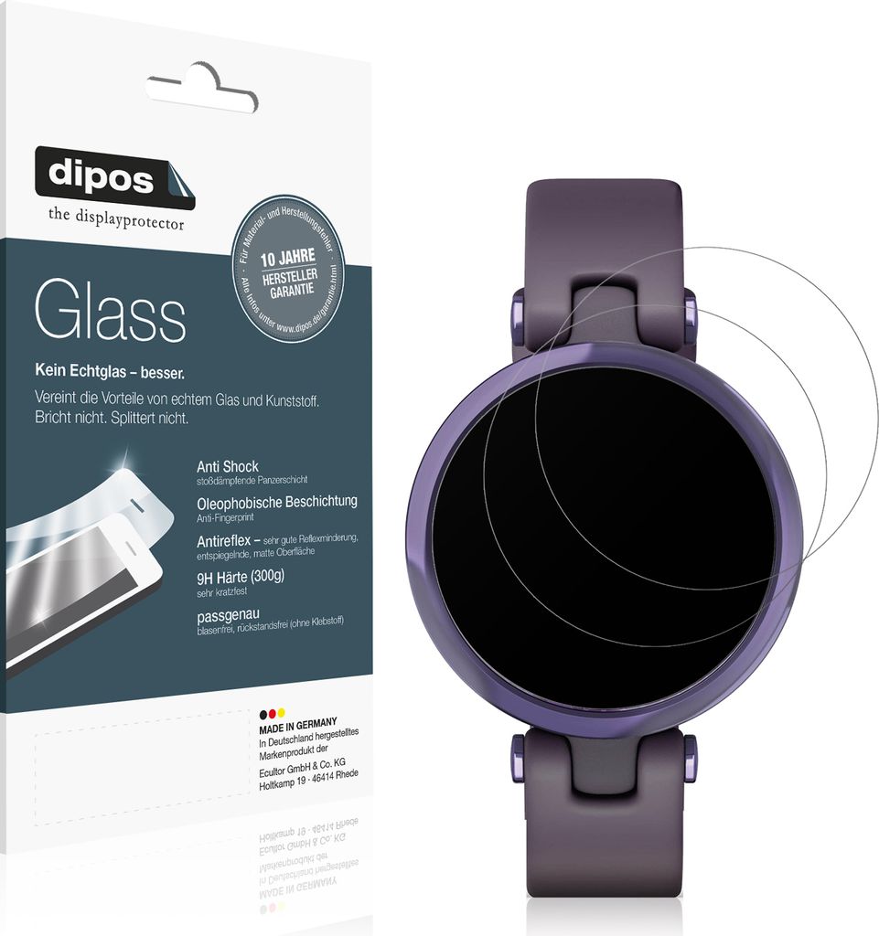 2x Schutzfolie für Garmin Lily Sport Smartwatch matt - Anti-Shock 9H Folie dipos Glass Kunststoffglas