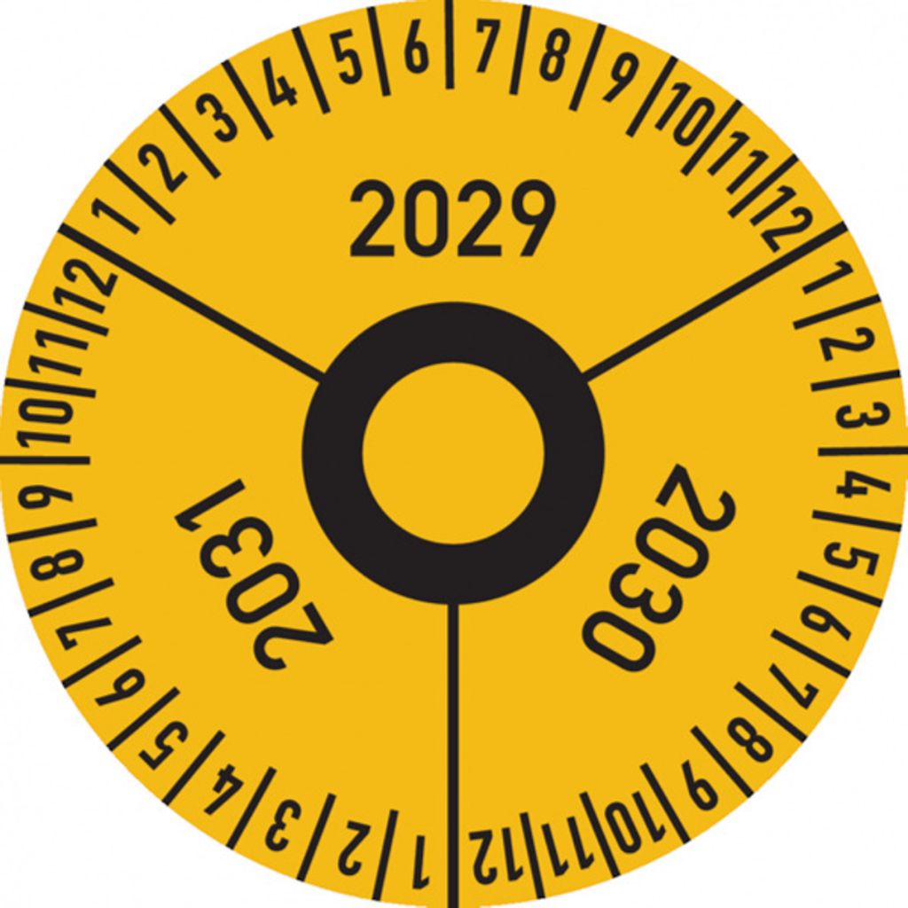Dreifke Drei-Jahres-Prüfplakette, Jahresfarben, Folie, Ø 30 mm - 30 mm Folie...