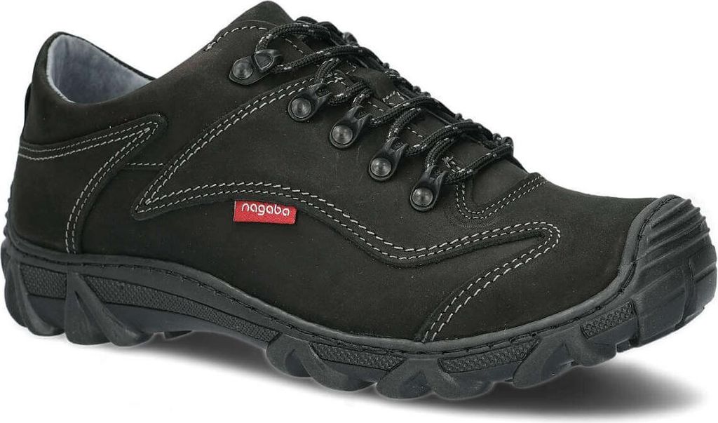 nagaba Wanderschuhe Herren Trekkingschuhe Herrenschuhe Echtleder, Schwarz, 44