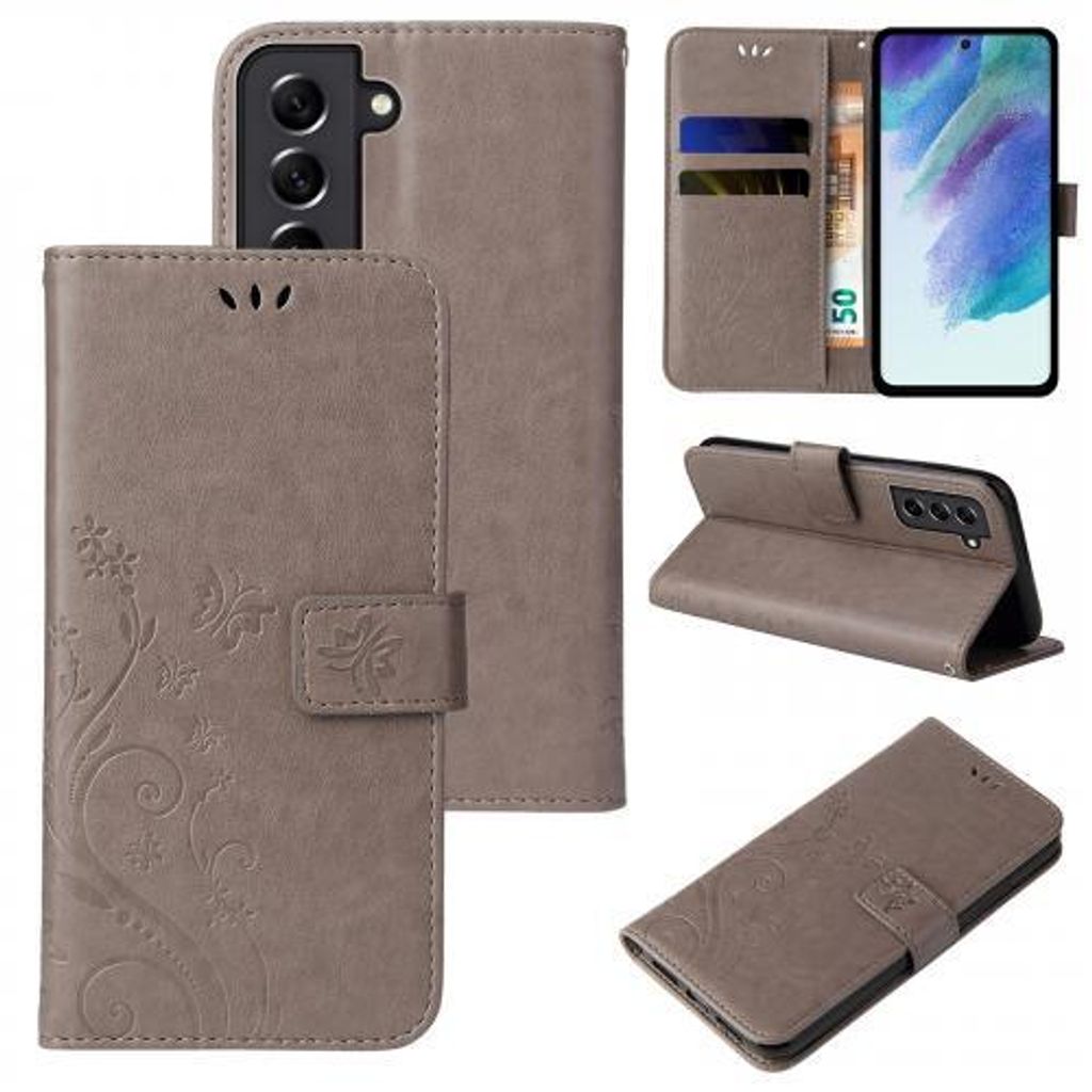 Kunstleder Flip-Hülle Floral für Samsung Galaxy S21 FE - Produktbild 