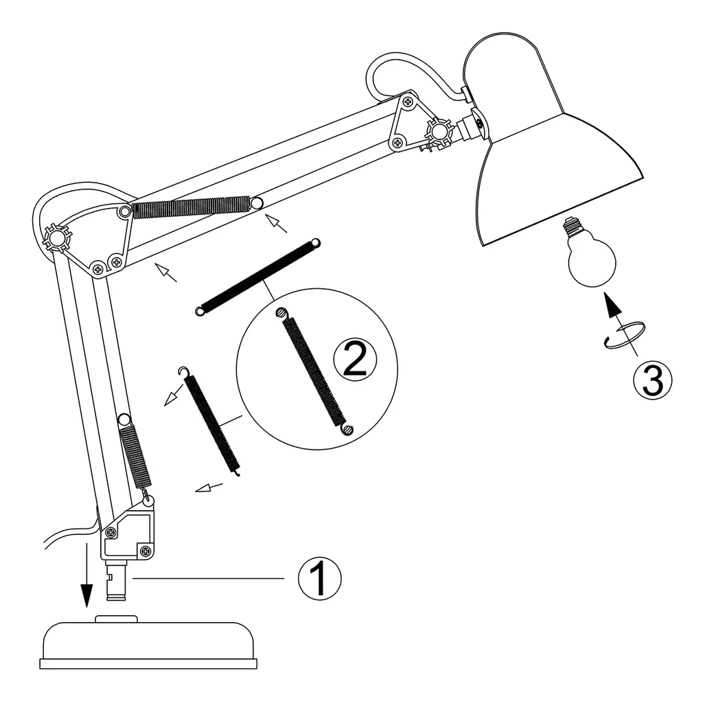 Lampe de table métal noir Mexlite Study - Design ajustable culot E27 - 9