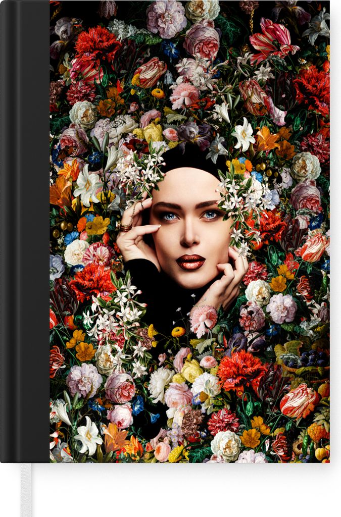 MuchoWow Notizbuch Tagebuch Haushaltsbuch Notebook A5 Blume - Frauen - Porträt - Botanisch - Notizblock - Notizheft - Notebook - Schreibblock - ...