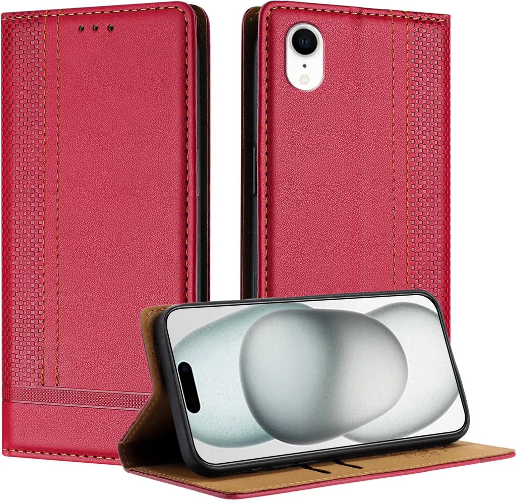 Custodia iPhone XR Rossa in Pelle: Stile Elegante con Funzione Stand
