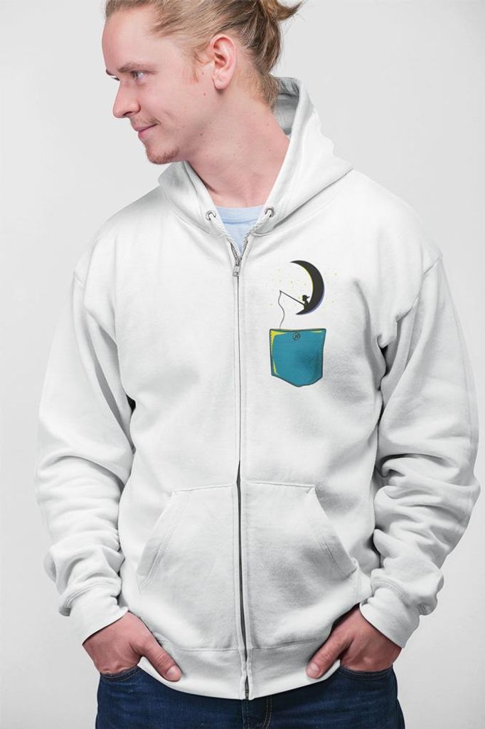 D&B Uni Hoodie ZIPPO00007 Child On Moon Weiß-Größe M