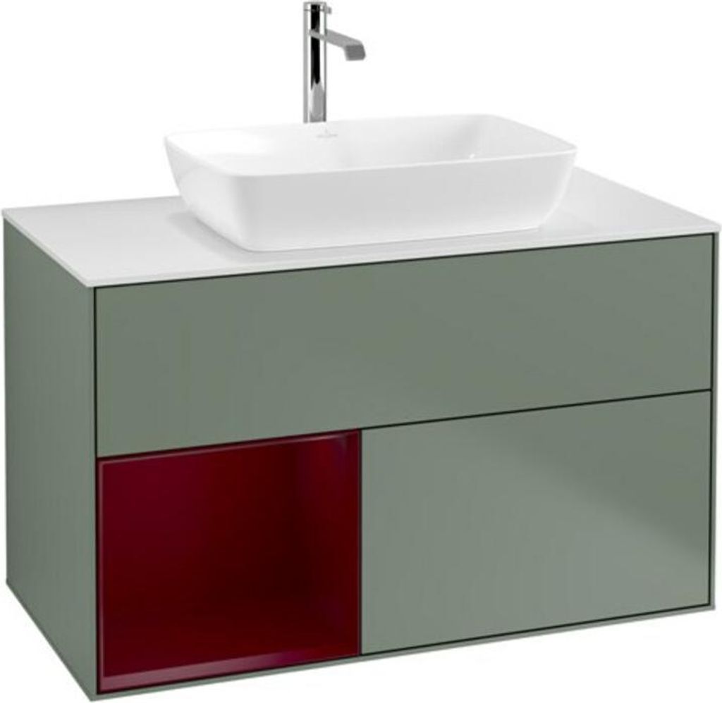 V&B Waschtischunterschrank Wandbeleuchtung Finion 100, Pl wh. m, Reg Peo m Lac, Oli. m Lac
