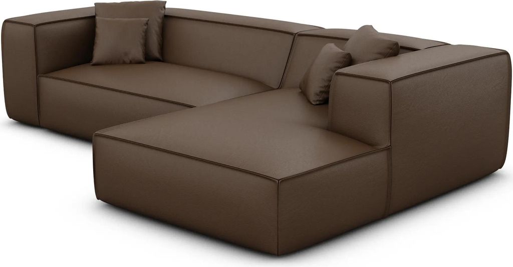 Echtleder L-Form Sofa Arelia Dunkelbraun Rechts