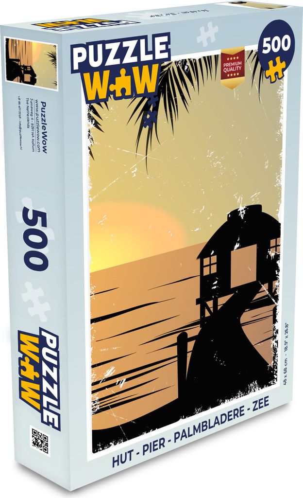 MuchoWow Puzzle 500 Teile Hütte - Pier - Palmenblatt - Meer - Denken - Spiel - Toy
