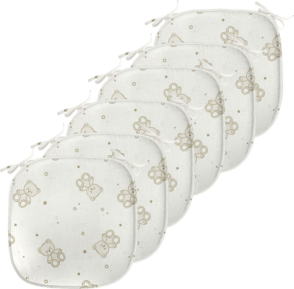 ABAKUHAUS Beige Polster für Esszimmerstühle, Teddybären Spielzeug Sterne, Dekoratives wasserfestes Kissen mit Riemen für Küchensitze, 40 cm x ...