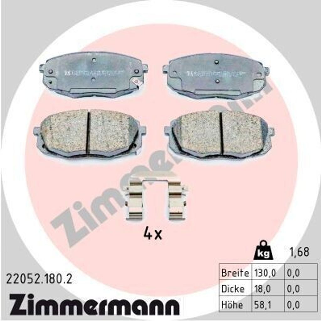 ZIMMERMANN 22052.180.2 - Bremsbeläge für Kona (OS)