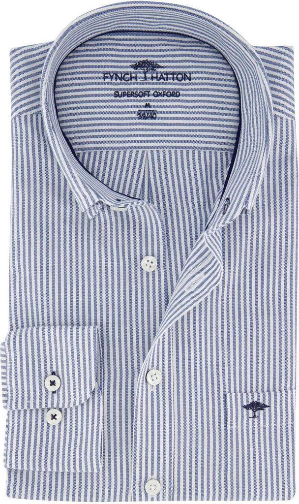 Fynch Hatton Supersoft Oxford Hemd navy gestreift Produktbild 