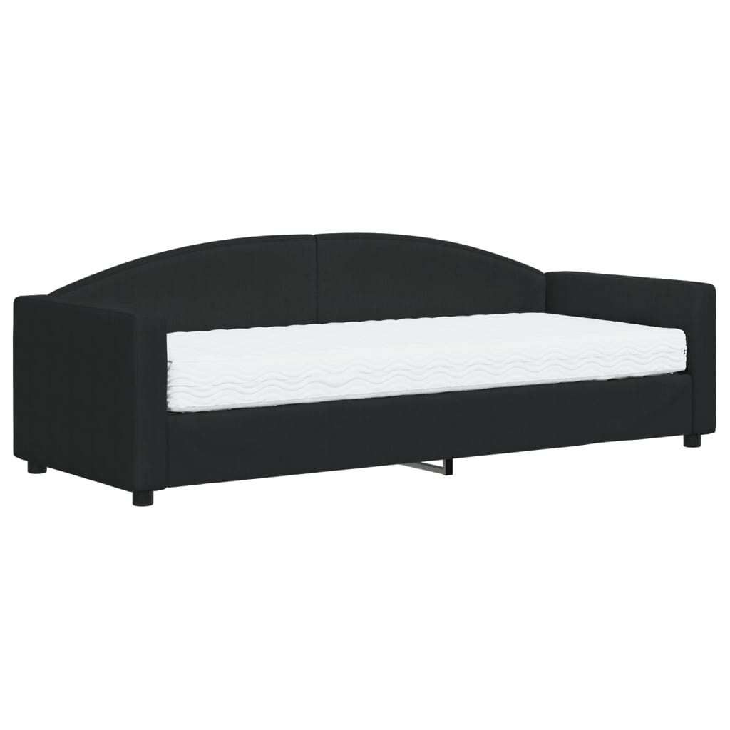 vidaXL Tagesbett mit Matratze Schwarz 80x200 cm Stoff