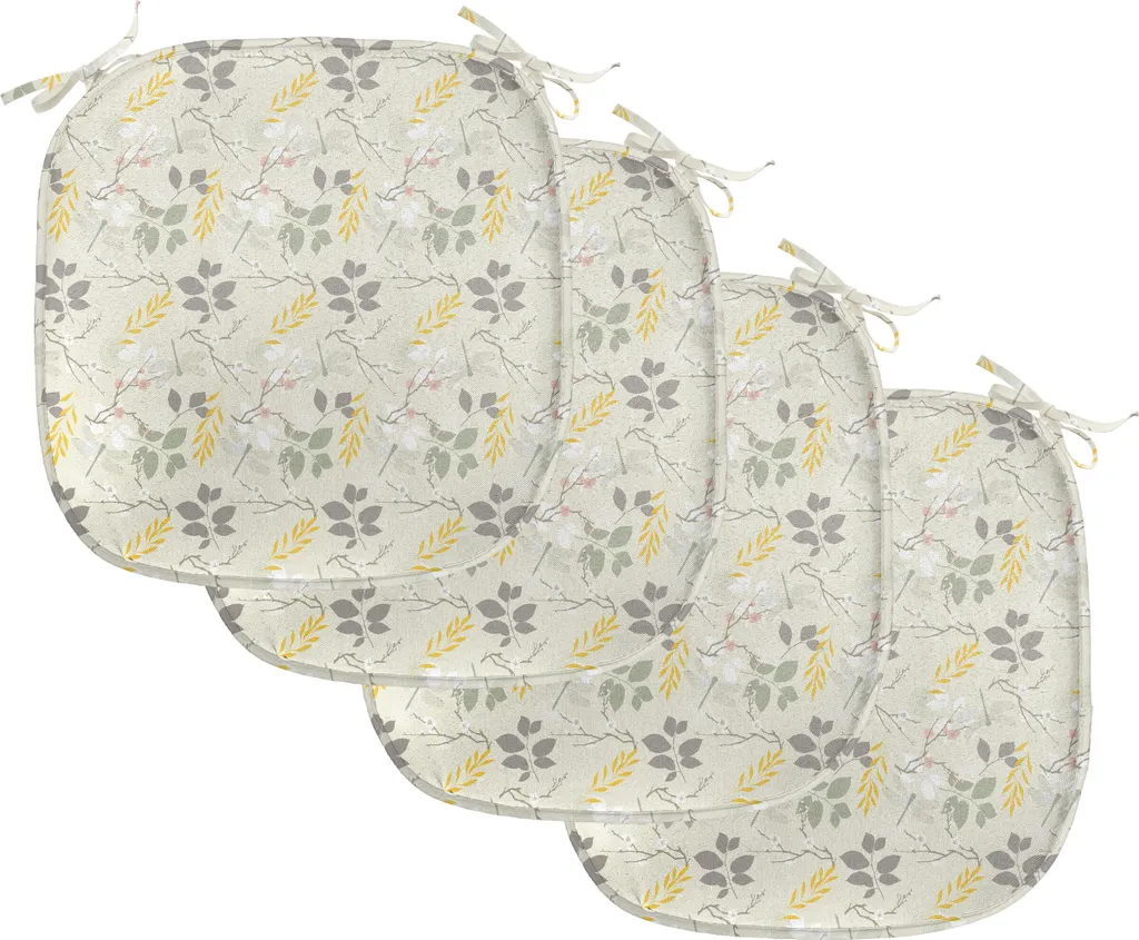 Offerta Set 4 Cuscini Sedia ABAKUHAUS 40x40 Impermeabili Giallo Grigio