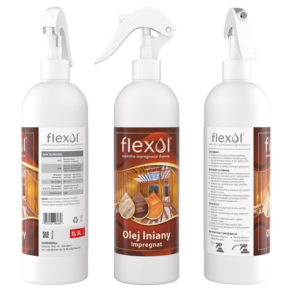 Lněný olej FLEXOL 0,5 L - Přírodní prostředek na ochranu Obrázek produktu 