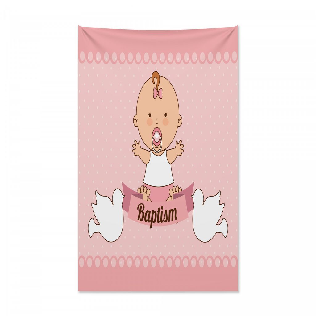 Abakuhaus Rosa Wandteppich und Tagesdecke, Baby religiöse Botschaft aus Weiches Mikrofaser Stoff Kein Verblassen Klare Farben Waschbar, 140 x 230 ...