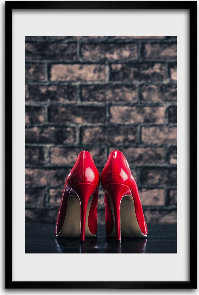 Bild - Bilderrahmen - 40 cm x 60 cm - MDF - Rahmen - Wandkunst - Rote High Heels