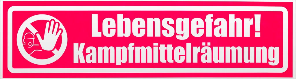 Kiwistar Lebensgefahr! Kampfmittelräumung invertiert Magnetschild Schild magnetisch - 30cm Neonpink - Magnetfolie für Auto PKW Kfz