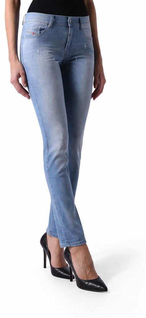 Diesel Sandy 0673F Stretch Damen Jeans Hose Slim Straight