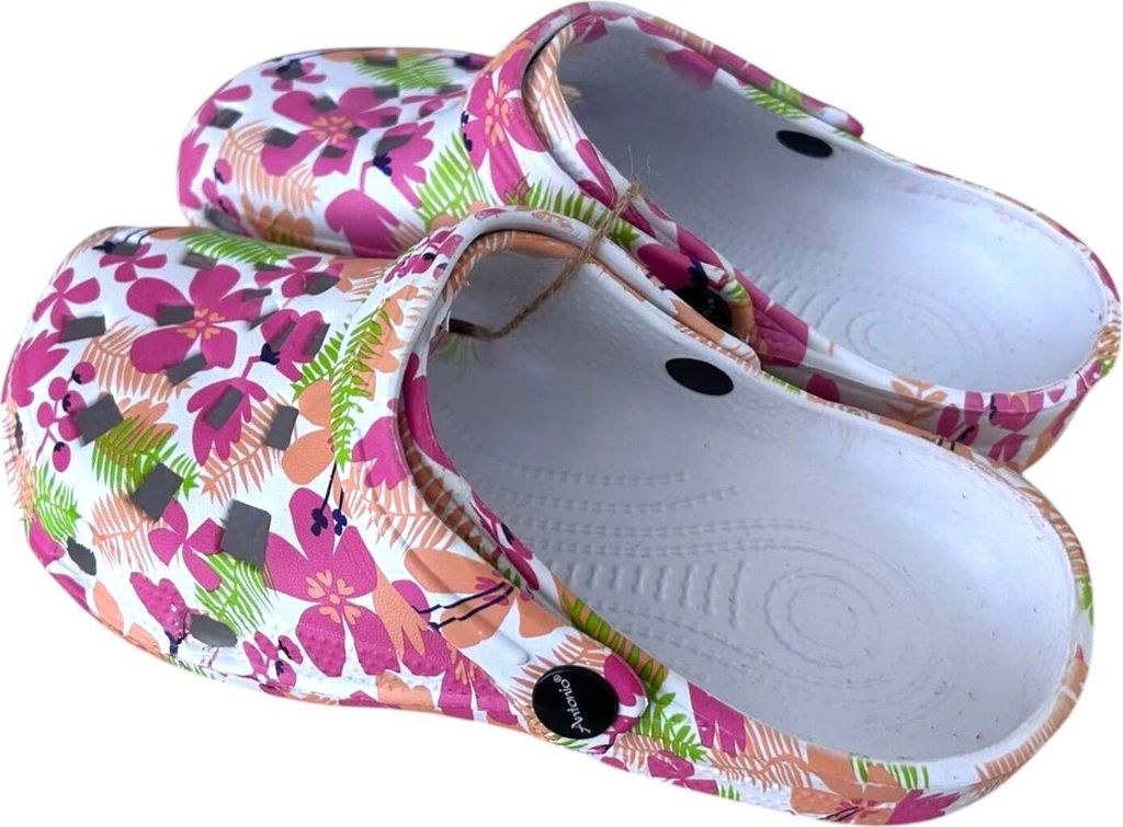 Clogs mit bunten Blumenmuster