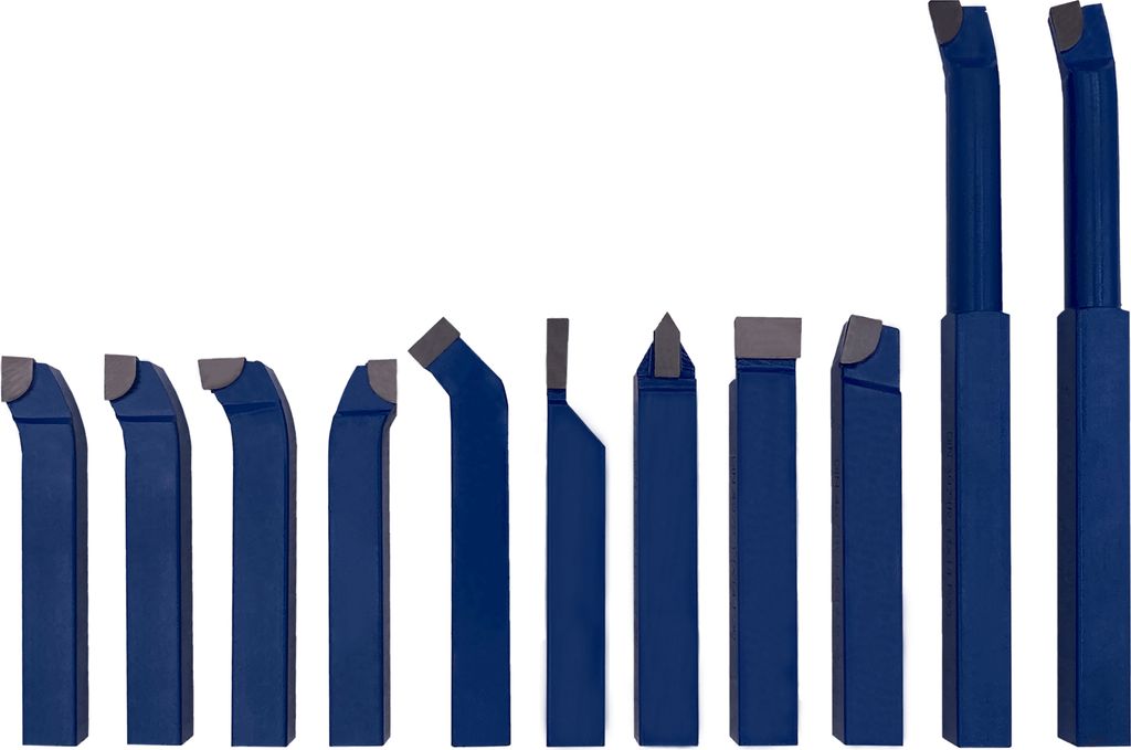 PAULIMOT Drehmeißel-Set 11-teilig mit Hartmetallplatten P30, DIN4976, 14 x 14 mm