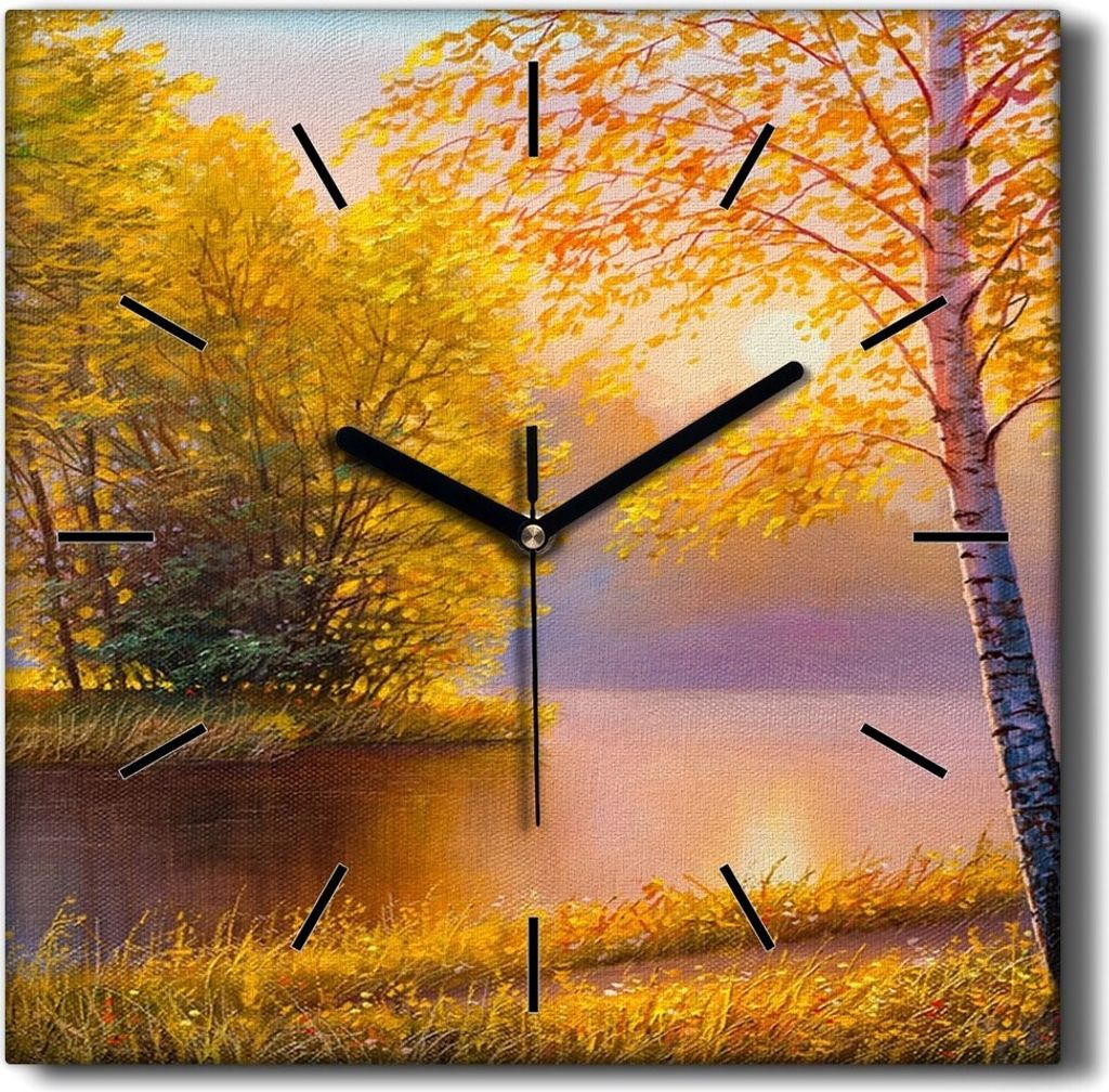 Coloray Hodiny Unikátní 30x30 cm Tiché hodiny Pro obývací pokoj a kuchyň Nástěnné hodiny Plátno Černé ručičky hodin - Květiny přír...