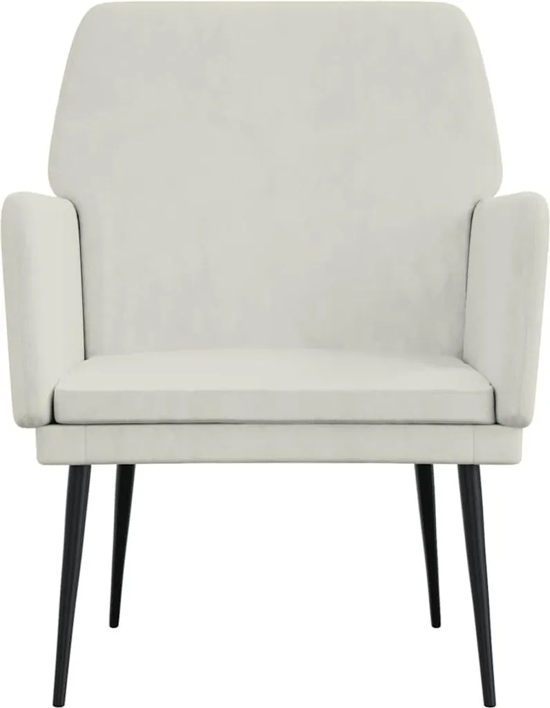 Fauteuil Compact Velours Crème - Gain de Place et Confort Absolu - 3